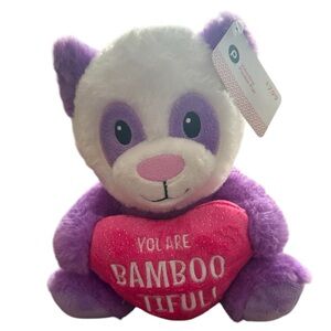 Animal Adventure Publix Valentine Pookie Pun Purple Plush Panda HTF NWT